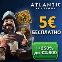 Бездепозитный бонус 5€ от Атлантик Казино